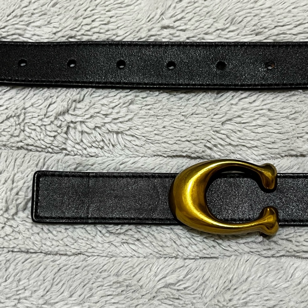Coach reversible brown black leather belt Gold C